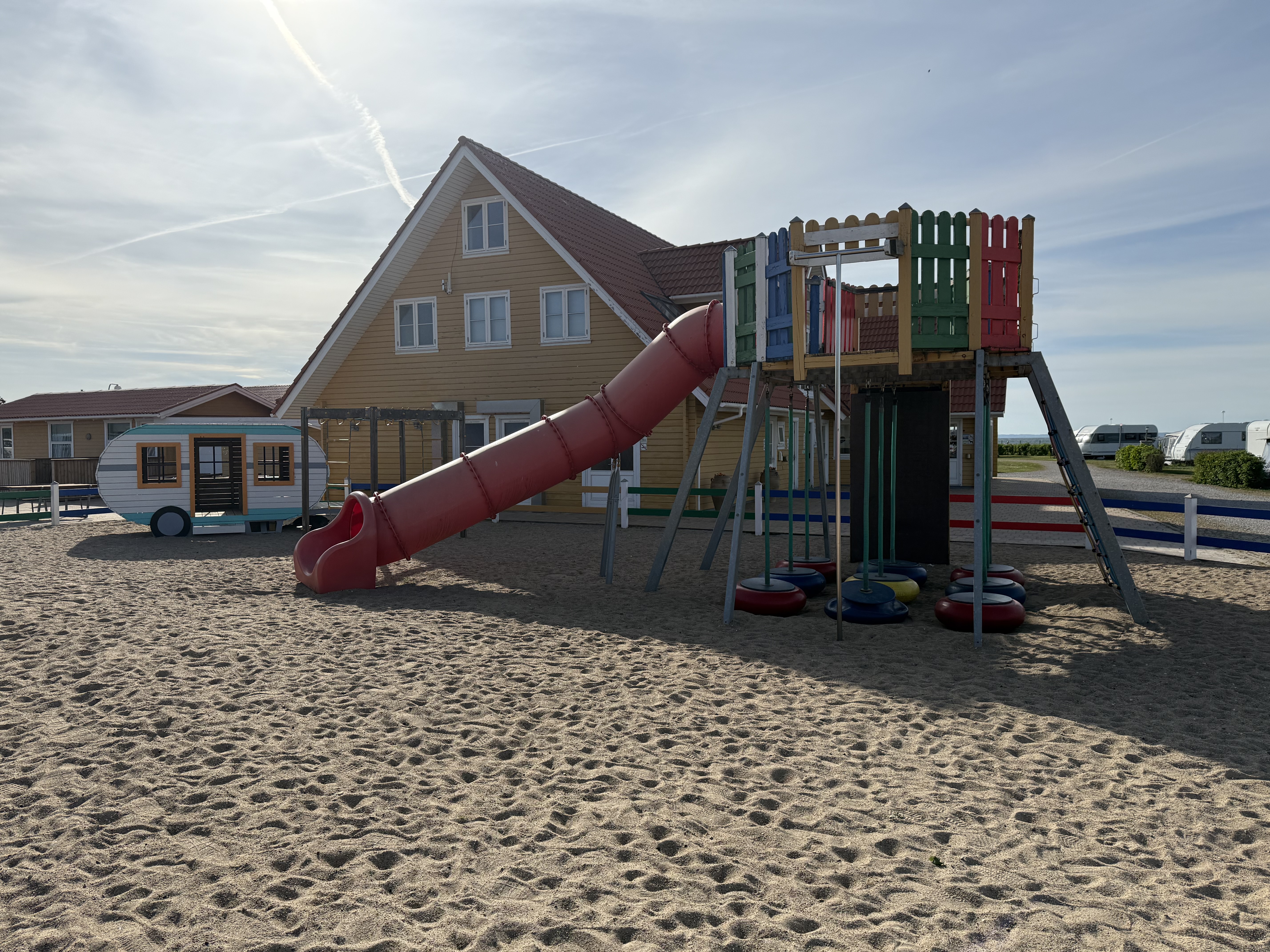 Large playground area at Kyst Camping Bogense