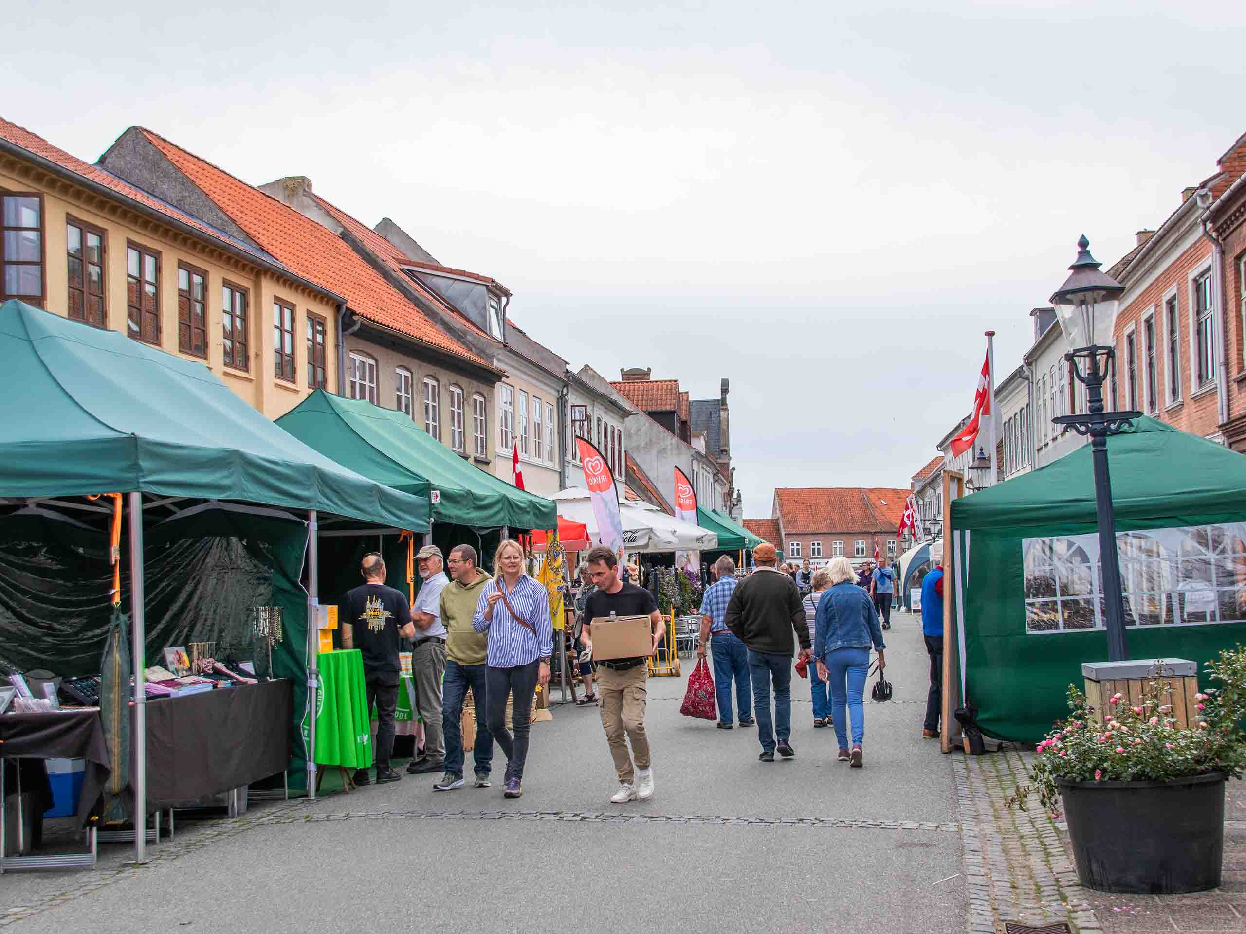 Charming streets of Bogense with cafés and shops